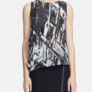Helmut Lang Silk Meteor Asymmetrical Black White Top S